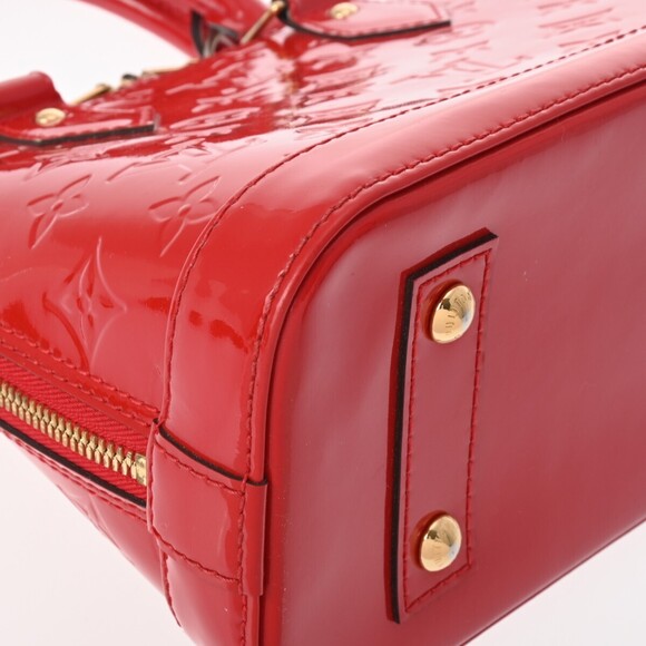 Louis Vuitton Patent BB Red Cerise Handbag Alma Monogram Vernis - Picture 9 of 12